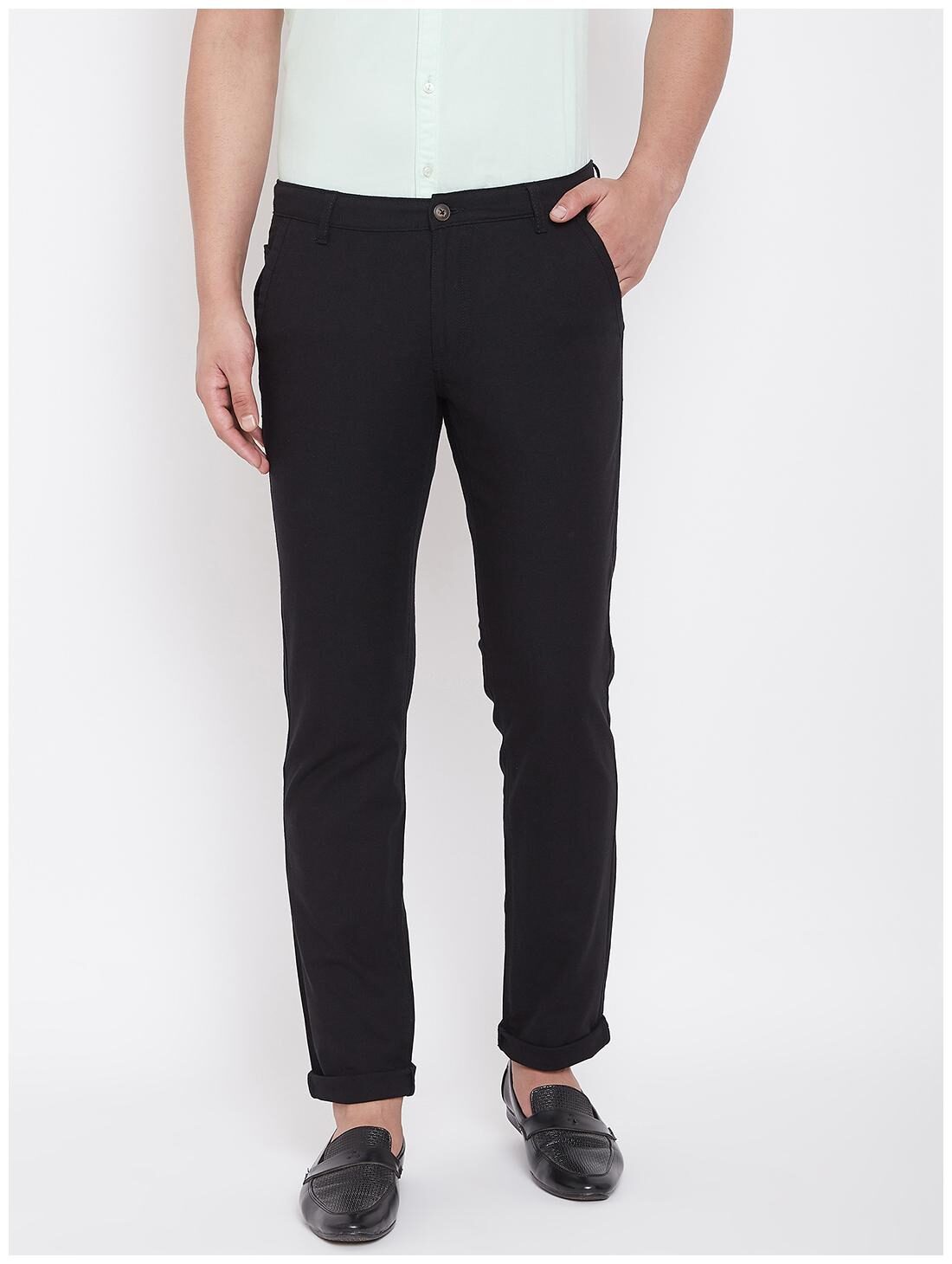 

CANARY LONDON Men Black Solid Slim fit Chinos