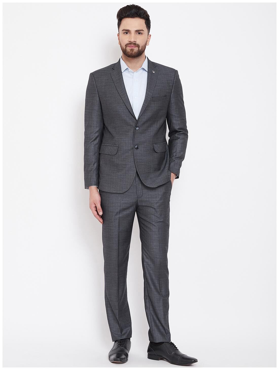 

Canary London Men Grey Polyviscose Slim Fit Suits