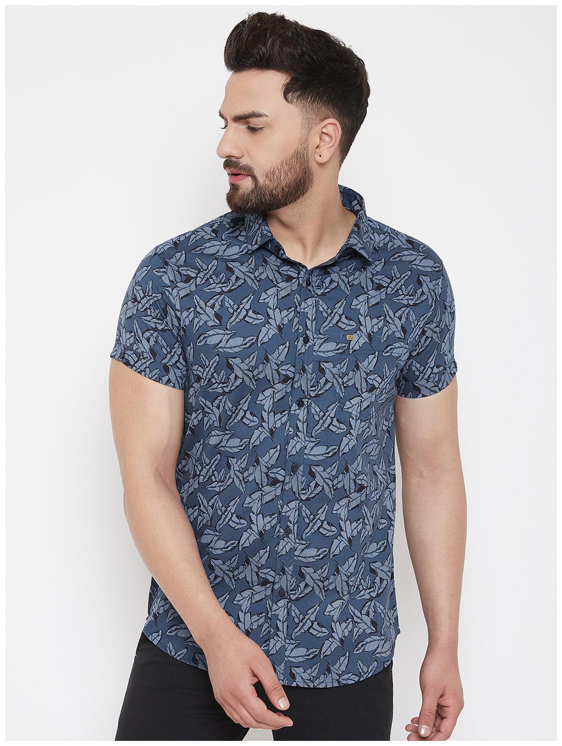 

CANARY LONDON Men Blue Printed Slim Fit Casual Shirt