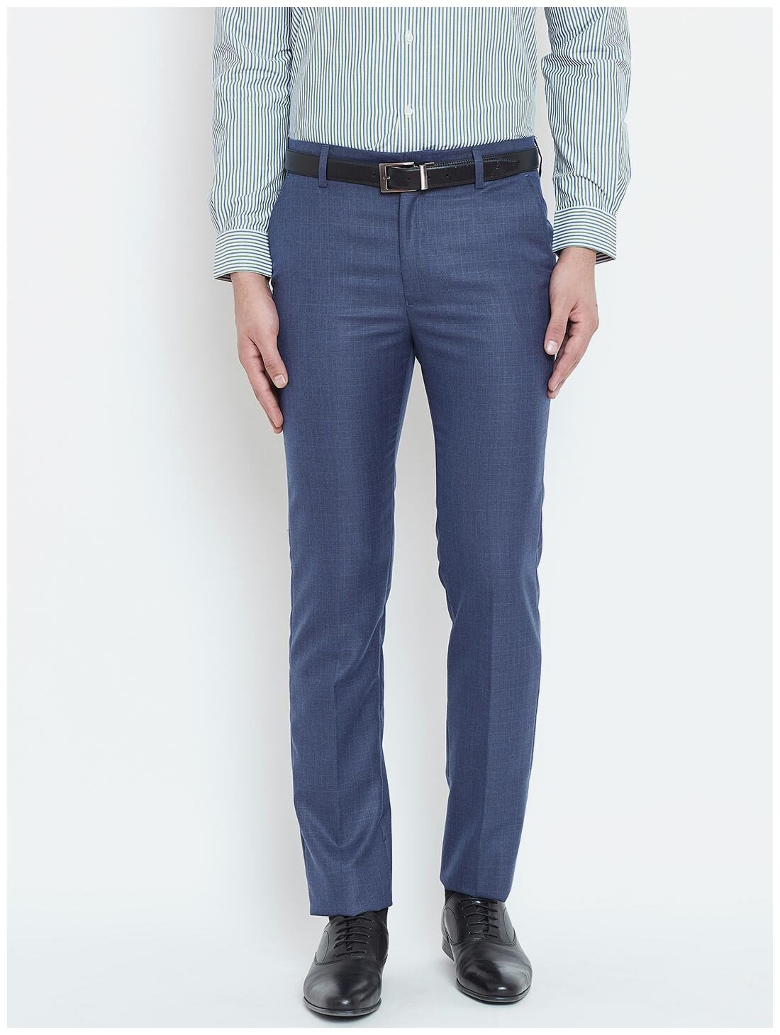 

CANARY LONDON Men Checked Slim Fit Formal Trouser - Blue