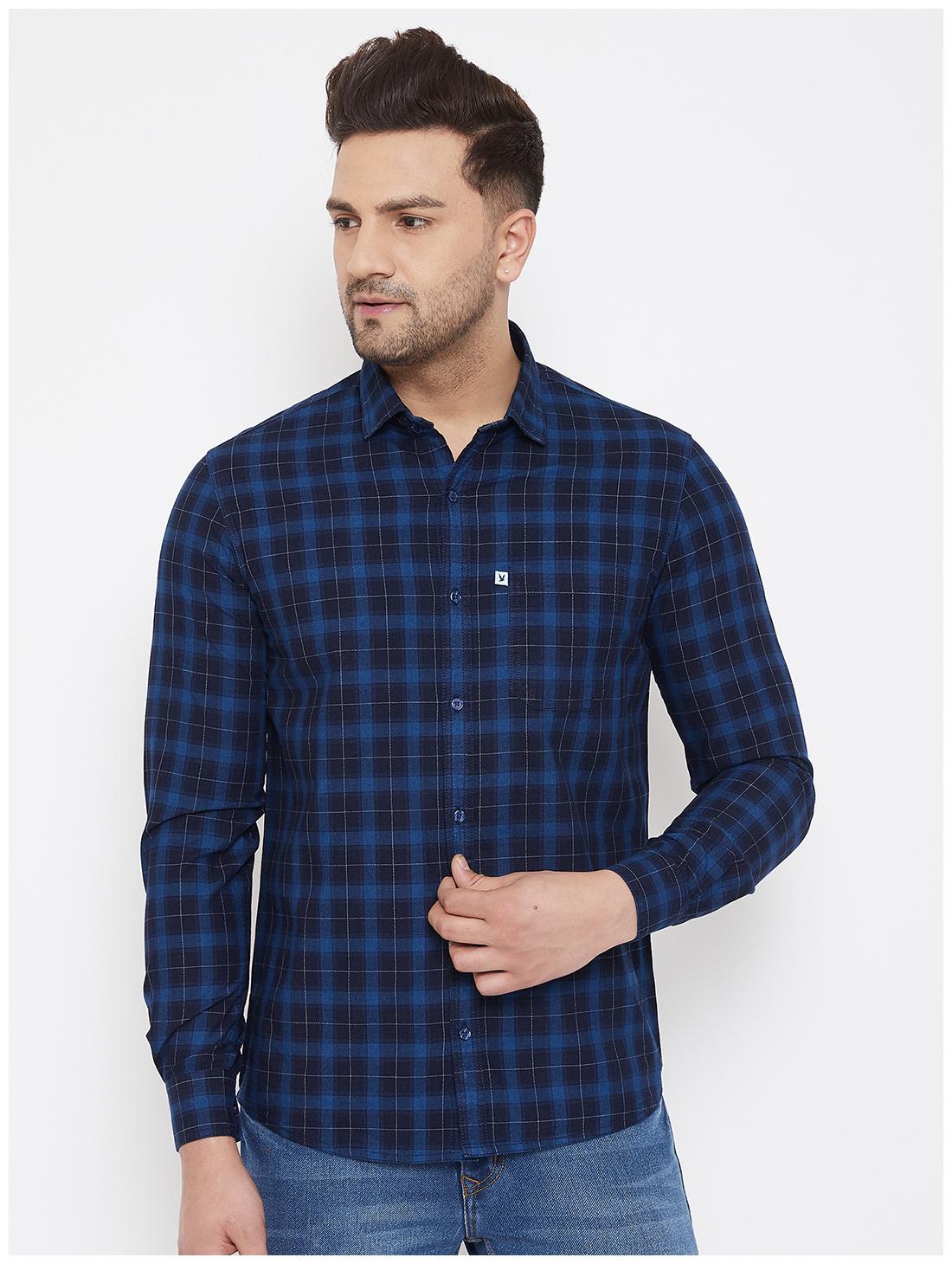 

CANARY LONDON Men Blue Checked Slim Fit Casual Shirt