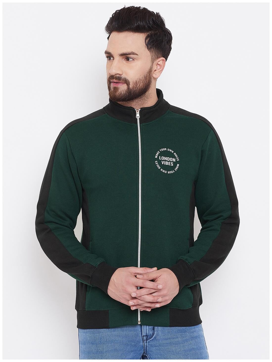 

CANARY LONDON Men Green Turtle neck Sweatshirt