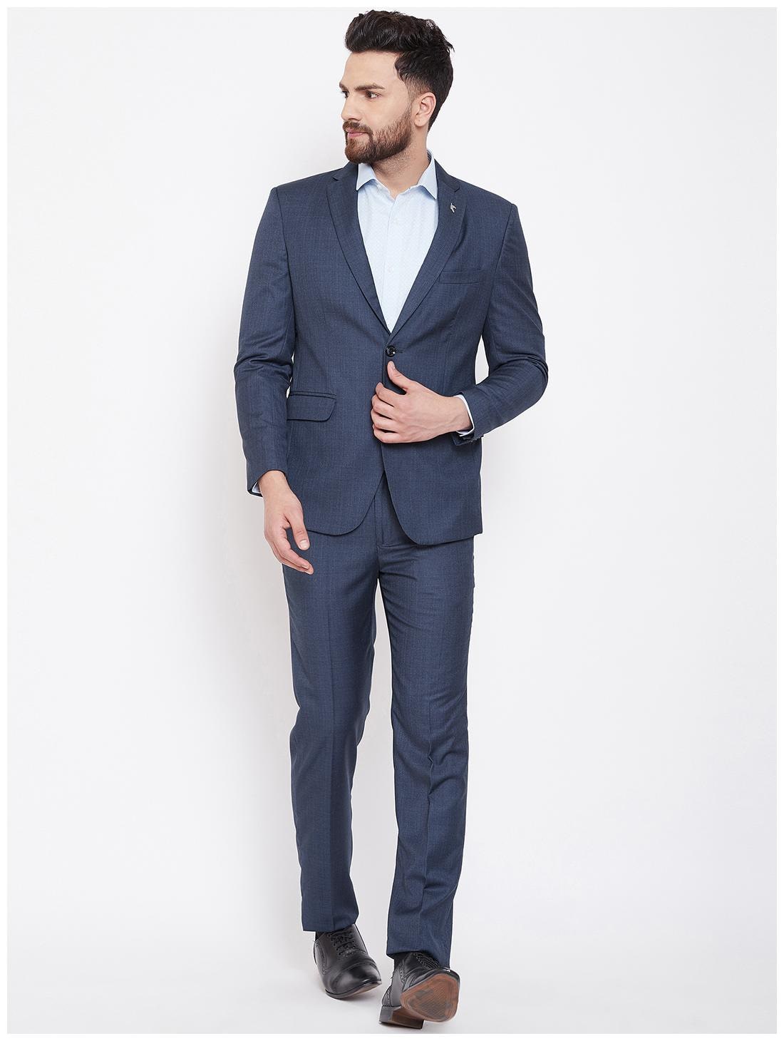 

CANARY LONDON Men Polyviscose Checked Blazer and Trouser Blue