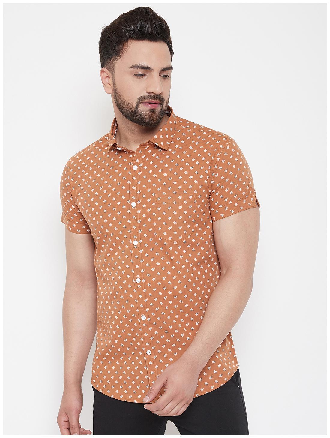 

CANARY LONDON Men Brown Printed Slim Fit Casual Shirt
