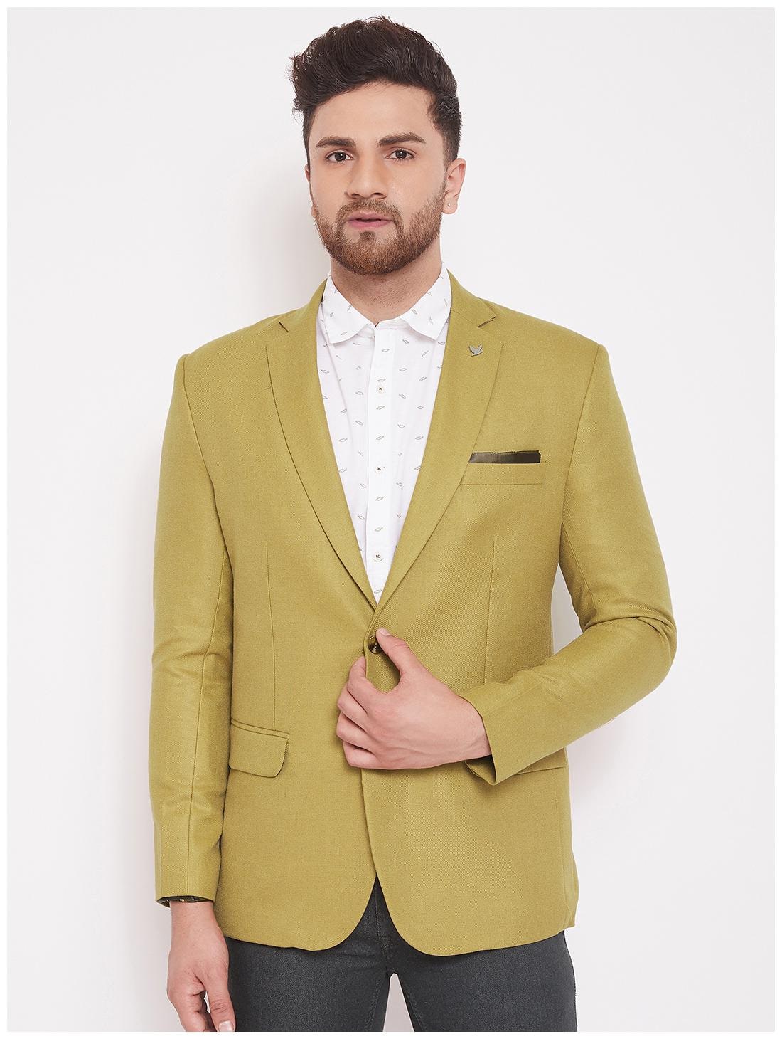 

CANARY LONDON Men Yellow Solid Slim fit Single Breasted Blazer