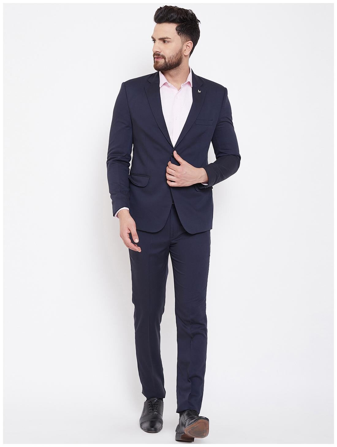 

CANARY LONDON Men Polyviscose Textured Blazer and Trouser Blue