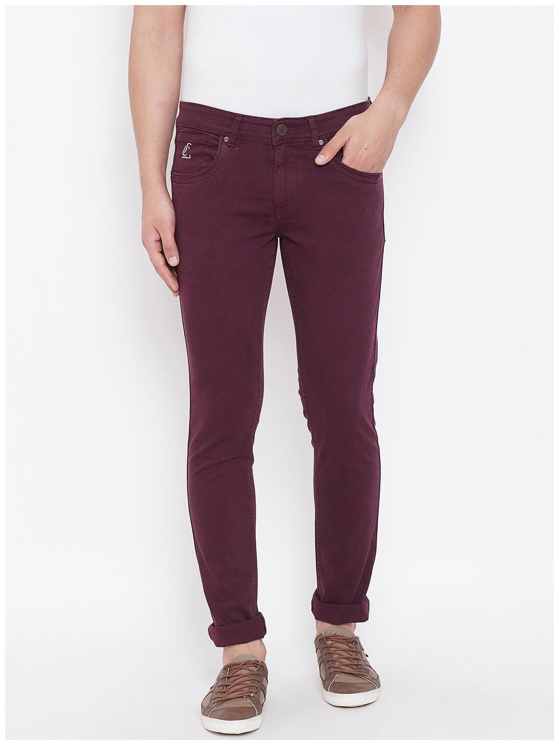 

CANARY LONDON Men Maroon Slim Fit Jeans
