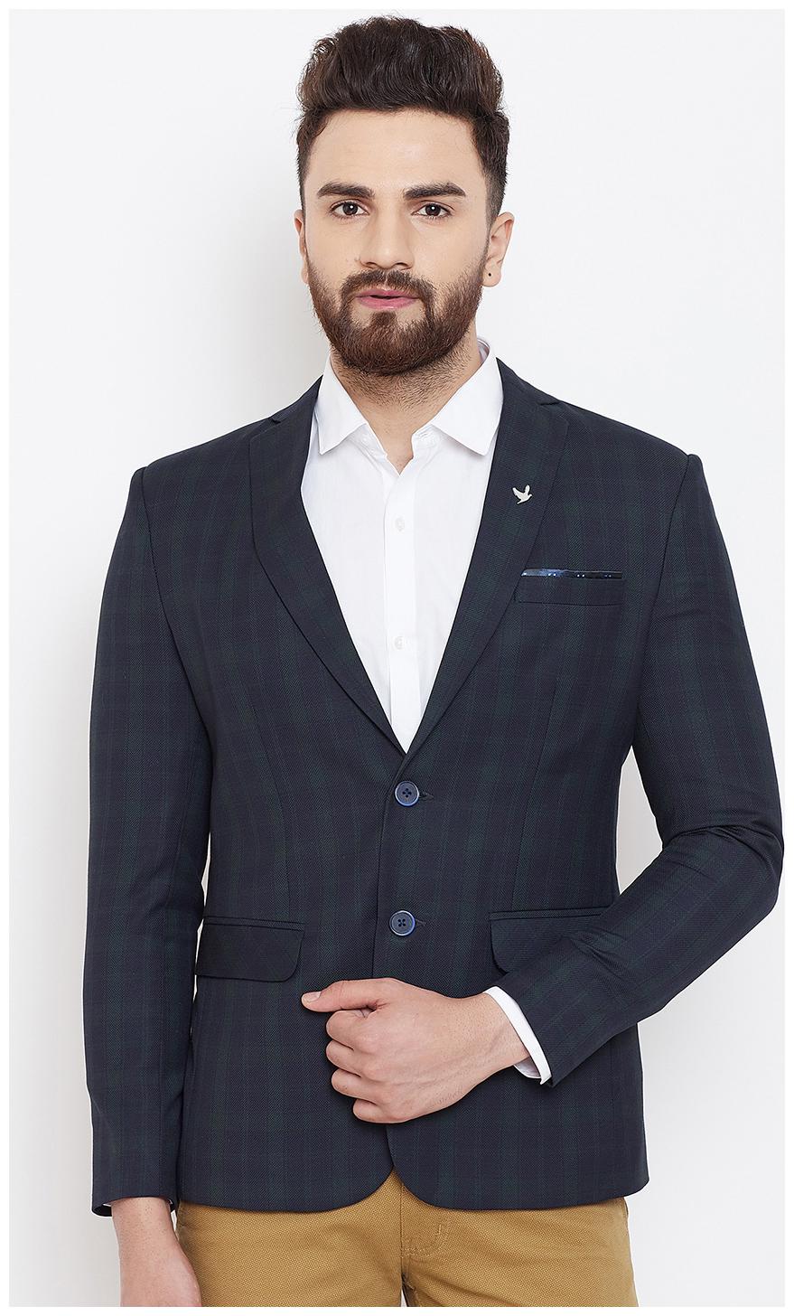 

CANARY LONDON Men Black Checked Slim fit Single Breasted Blazer