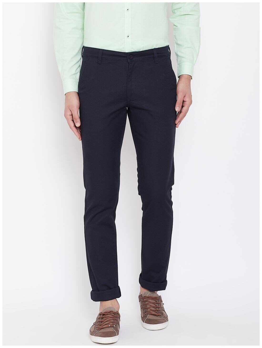 

CANARY LONDON Men Blue Textured Slim fit Chinos