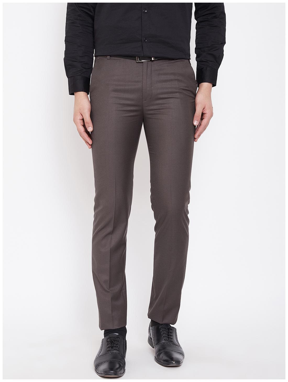

CANARY LONDON Men Solid Slim Fit Formal Trouser - Brown