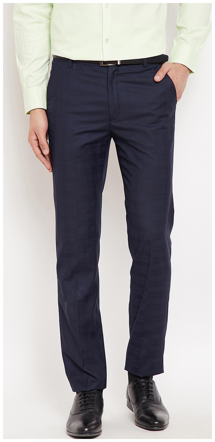 

CANARY LONDON Men Checked Slim Fit Formal Trouser - Blue