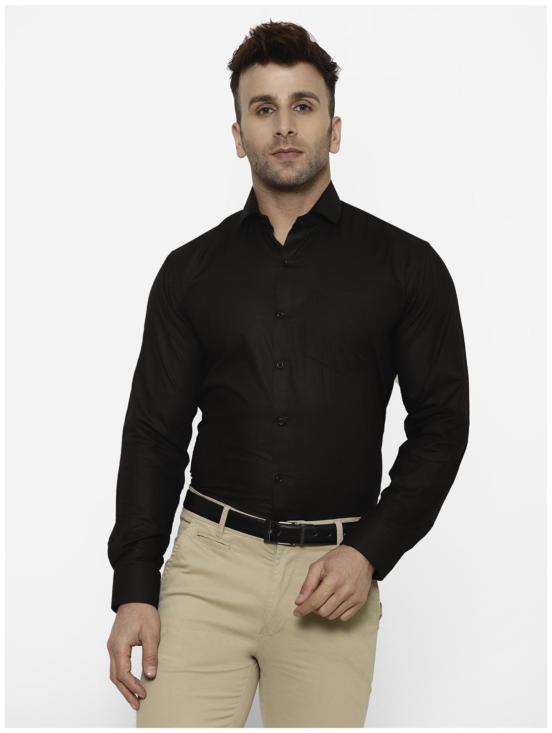 

canary wings Men Black Solid Regular Fit Casual Shirt
