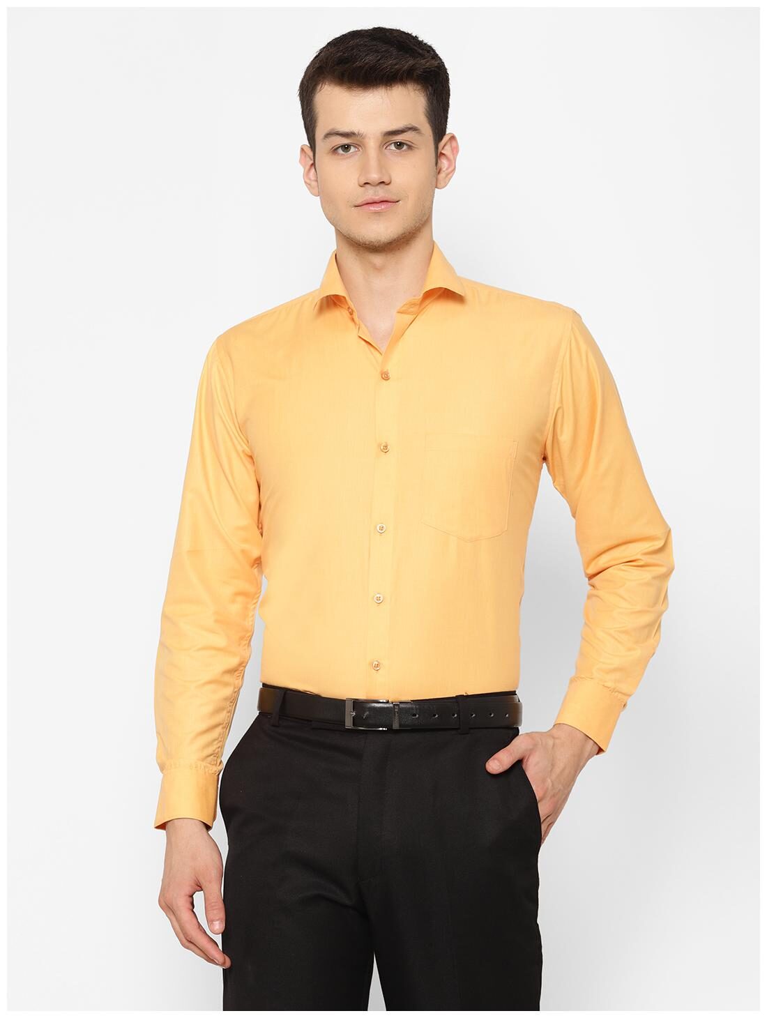 

canary wings Men Orange Solid Regular Fit Casual Shirt