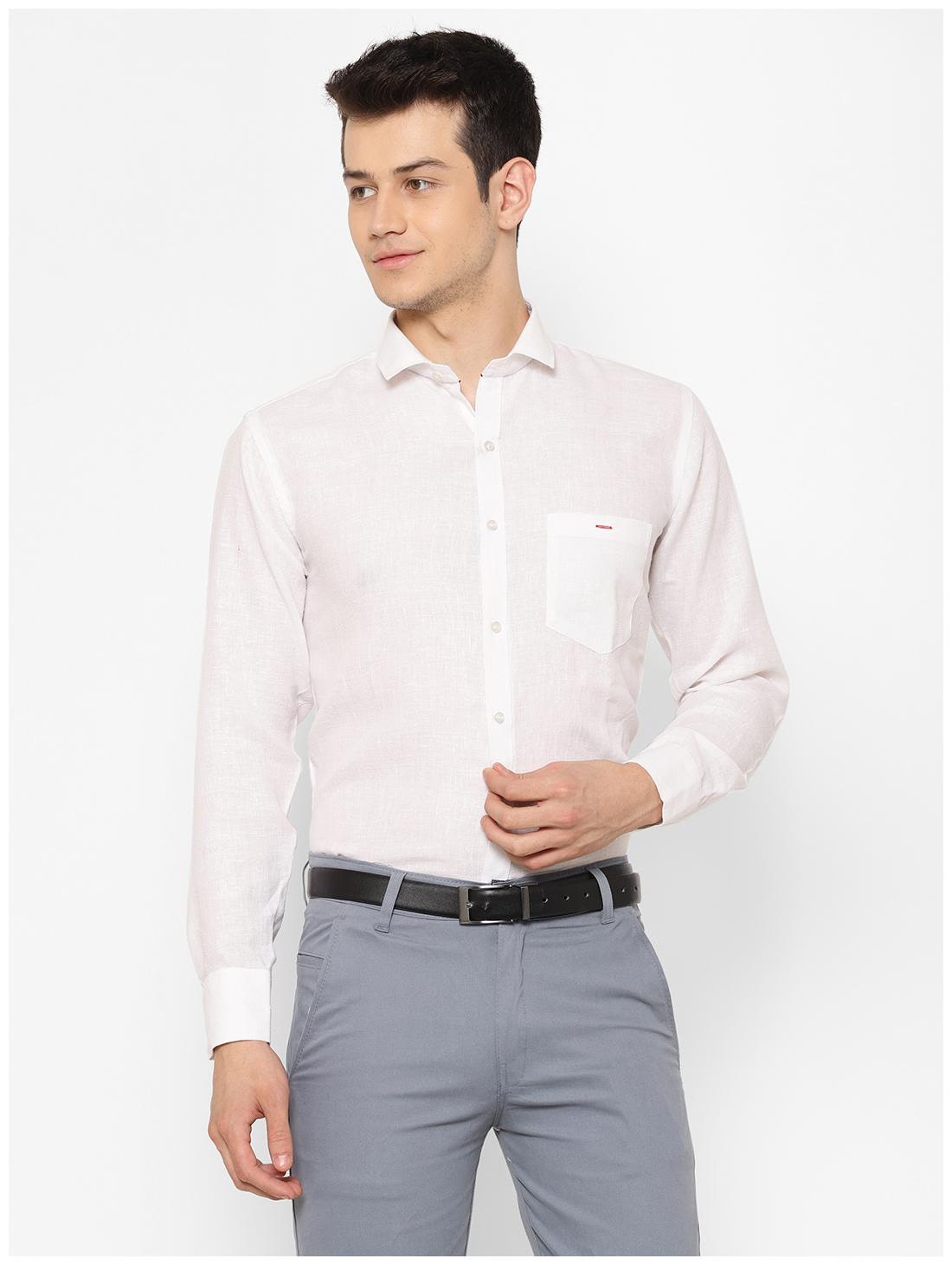 

canary wings Men White Solid Regular Fit Casual Shirt