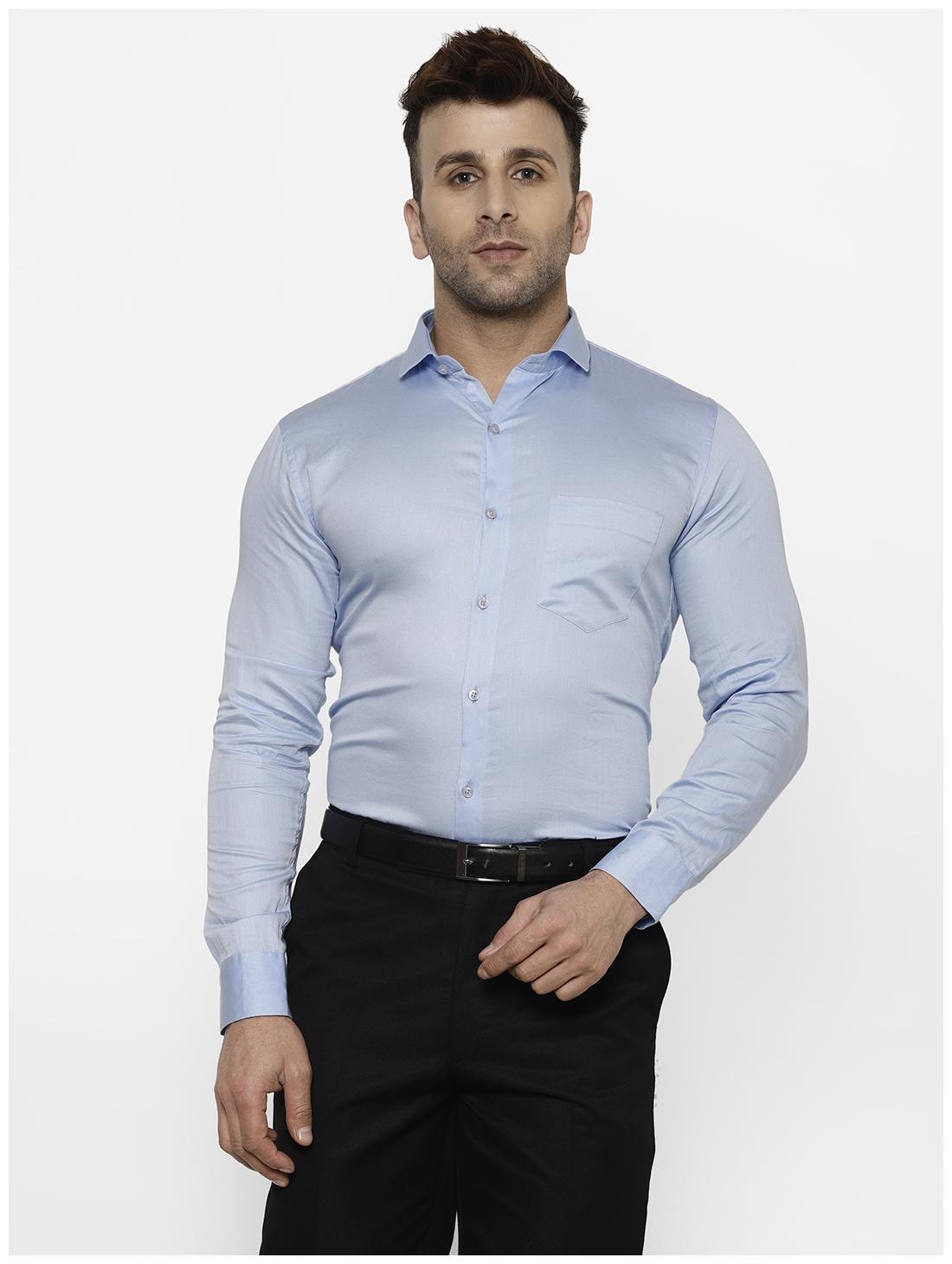

canary wings Men Blue Solid Regular Fit Casual Shirt