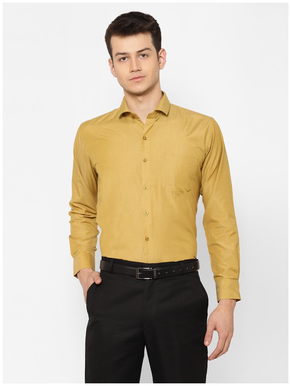 

canary wings Men Yellow Solid Regular Fit Casual Shirt