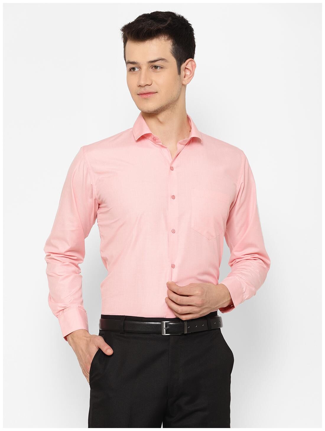 

canary wings Men Peach Solid Regular Fit Casual Shirt