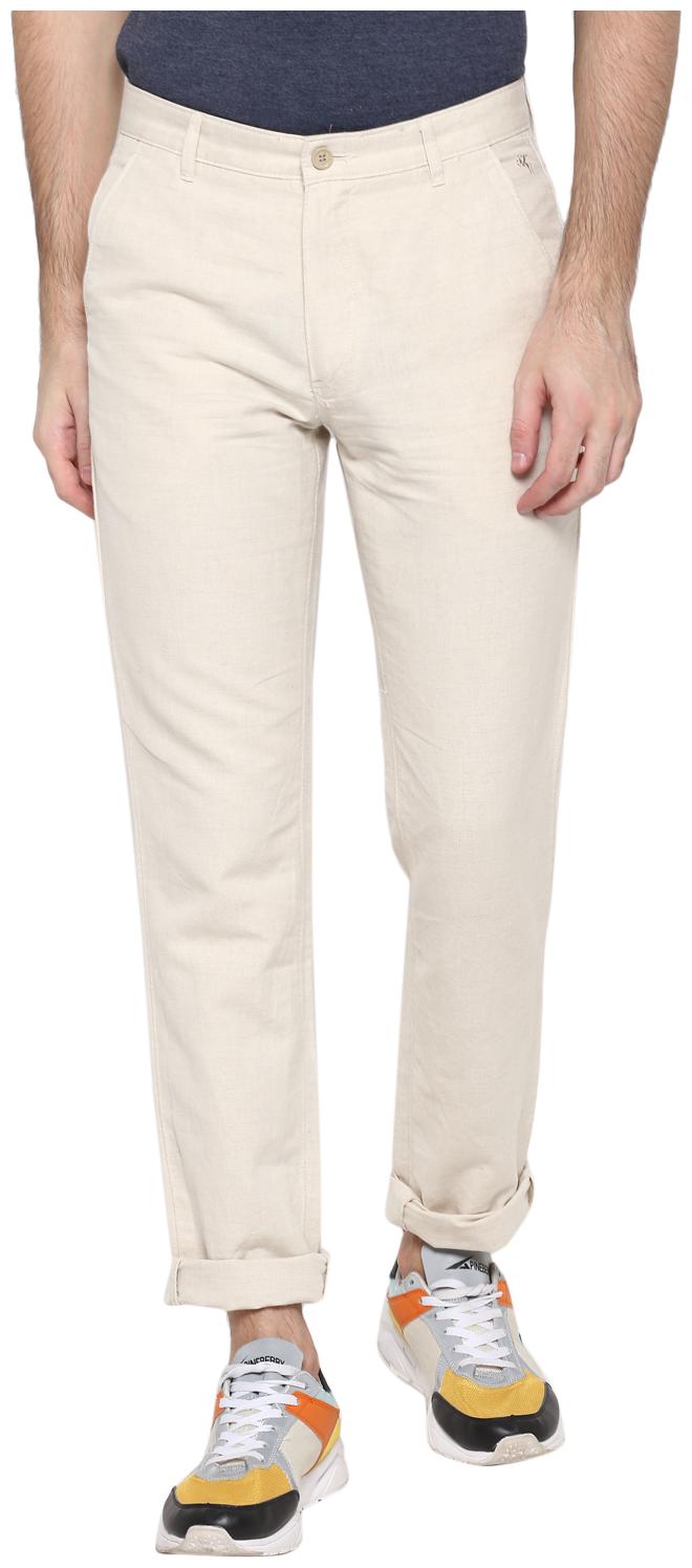 

Cantabil Men Beige Solid Regular fit Regular trousers