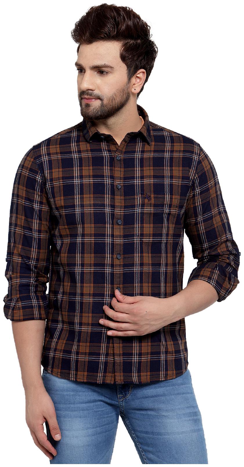 

Cantabil Men Brown Checked Slim Fit Casual Shirt