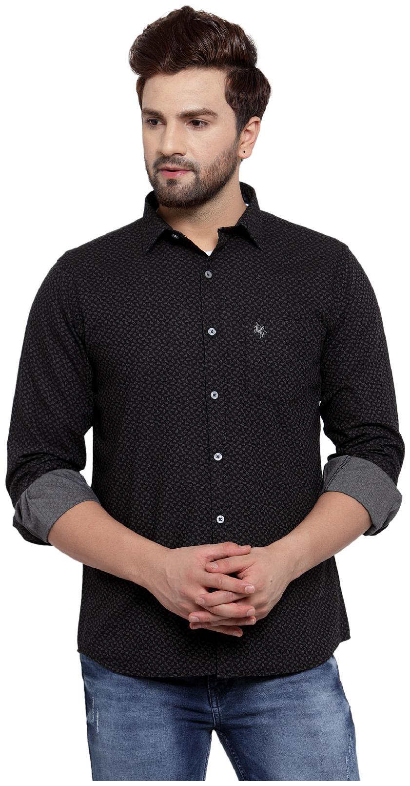 

Cantabil Men Black Printed Slim Fit Casual Shirt