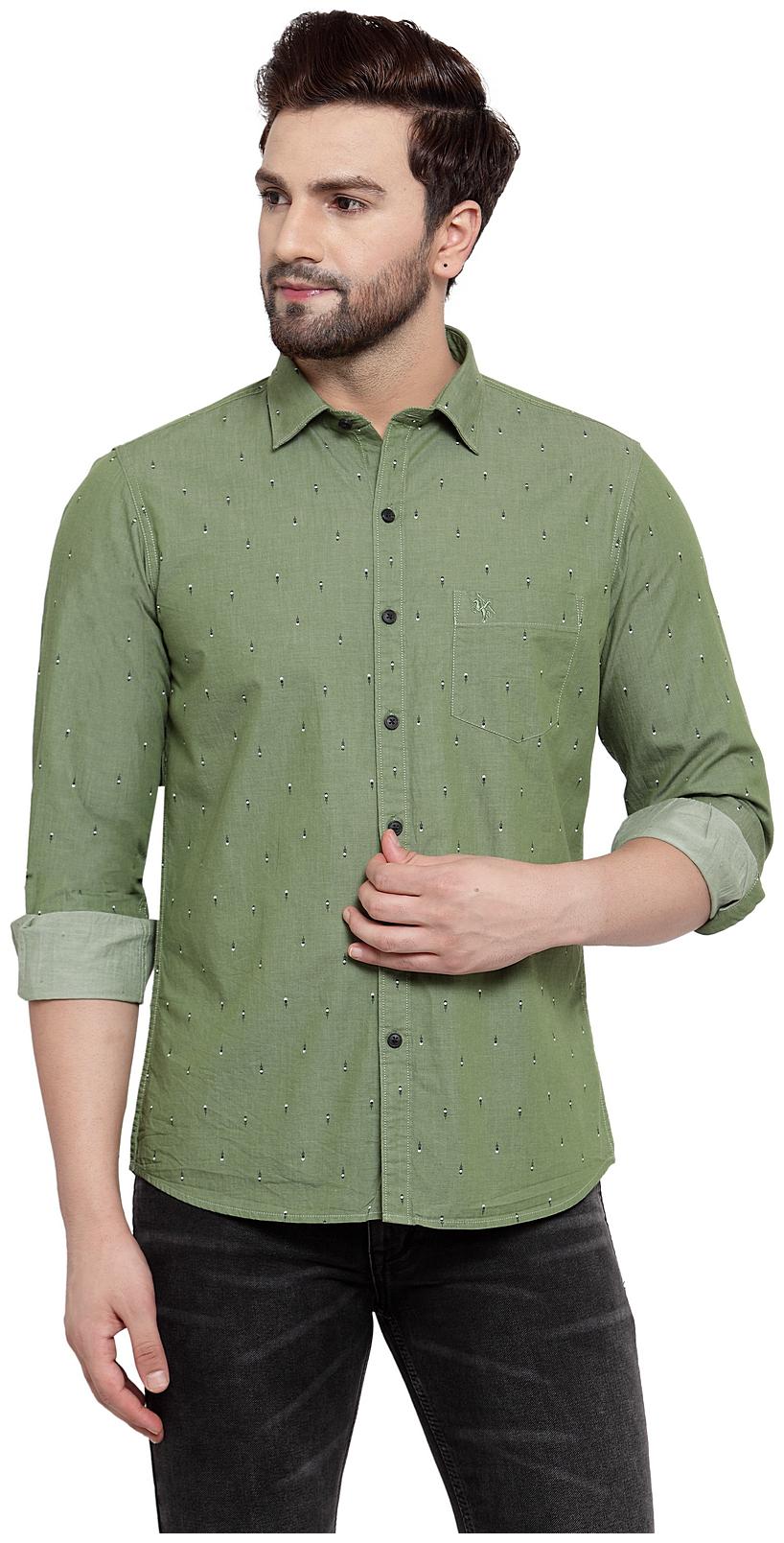 

Cantabil Men Green Printed Slim Fit Casual Shirt