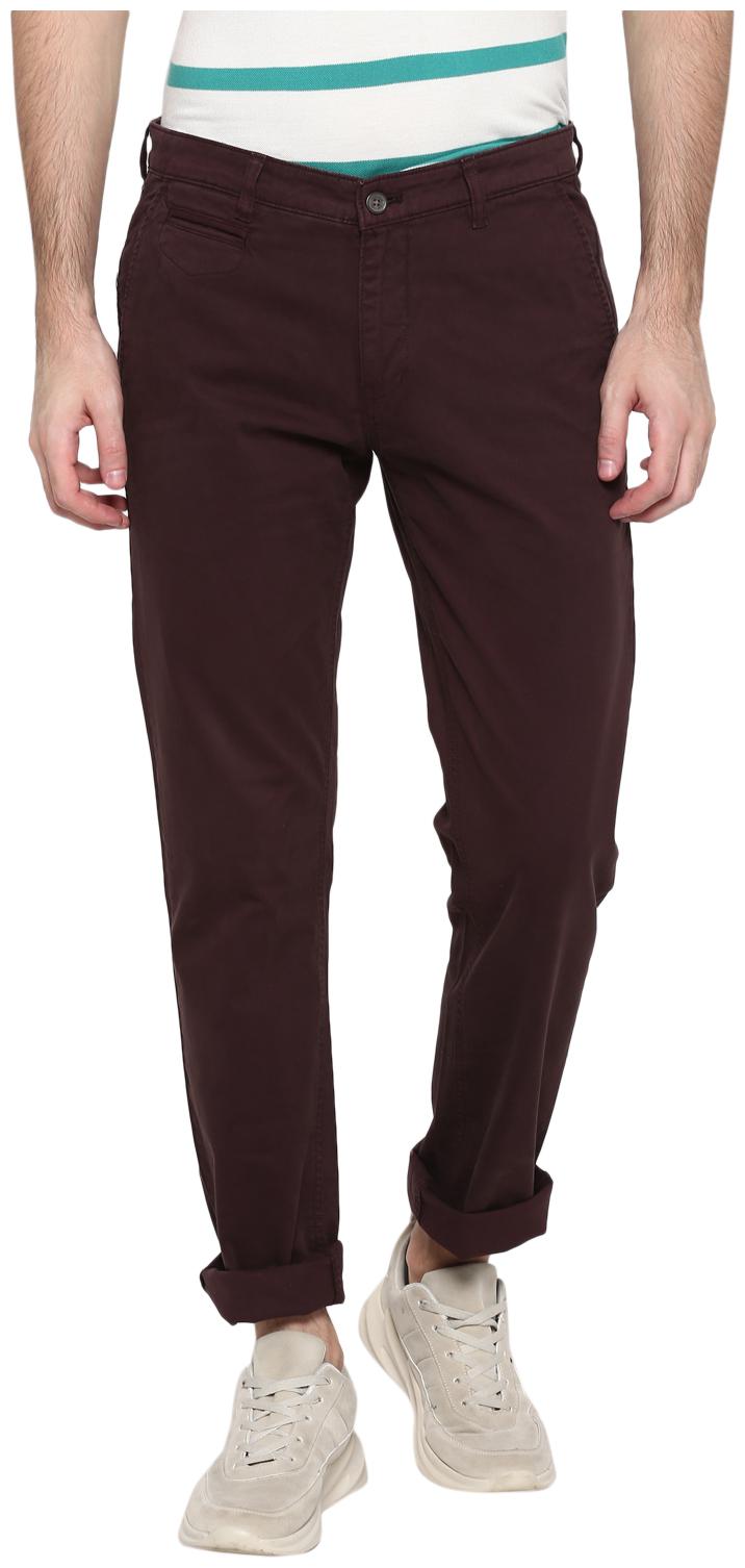 

Cantabil Men Brown Solid Regular fit Regular trousers
