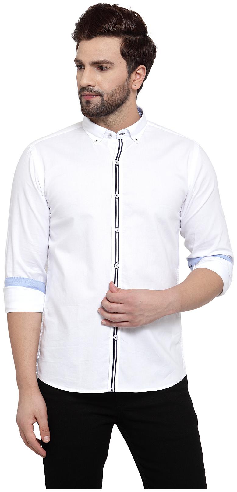 

Cantabil Men White Solid Slim Fit Casual Shirt
