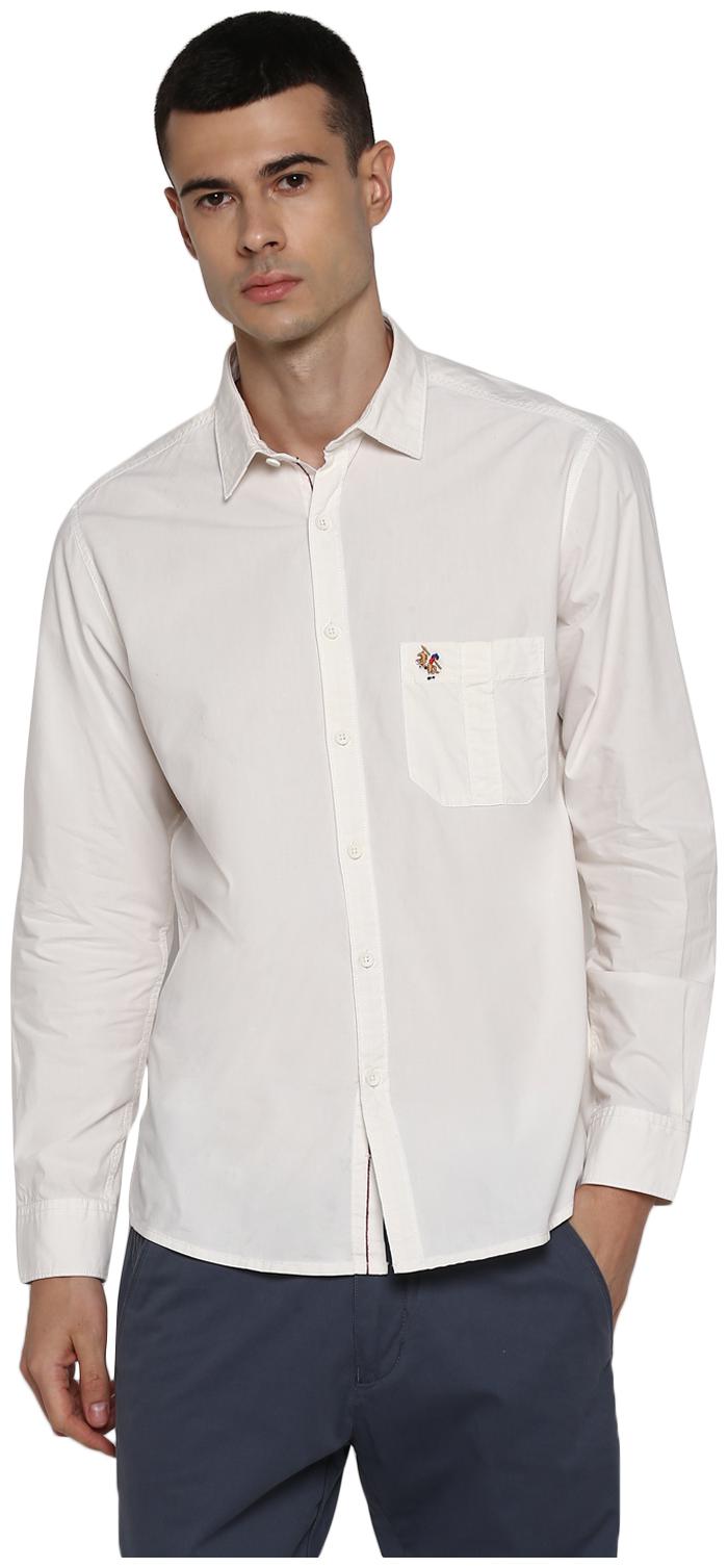 

Cantabil Men White Solid Slim Fit Casual Shirt
