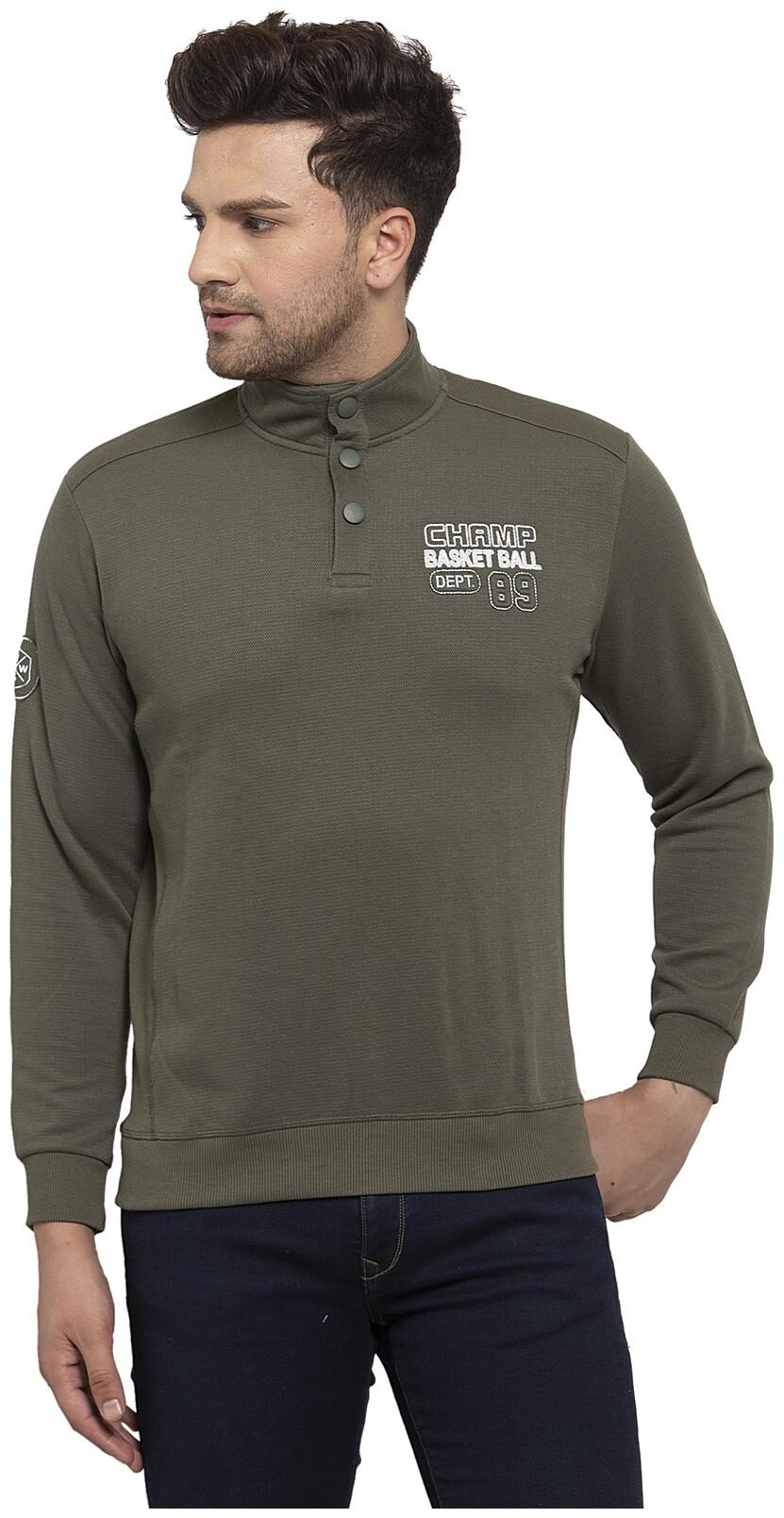 

Cantabil Men Green High neck Sweatshirt
