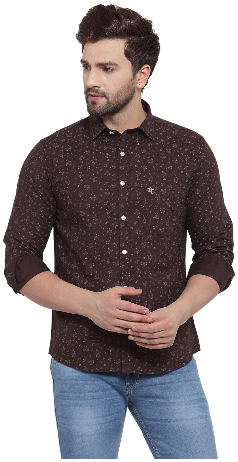

Cantabil Men Brown Floral Slim Fit Casual Shirt