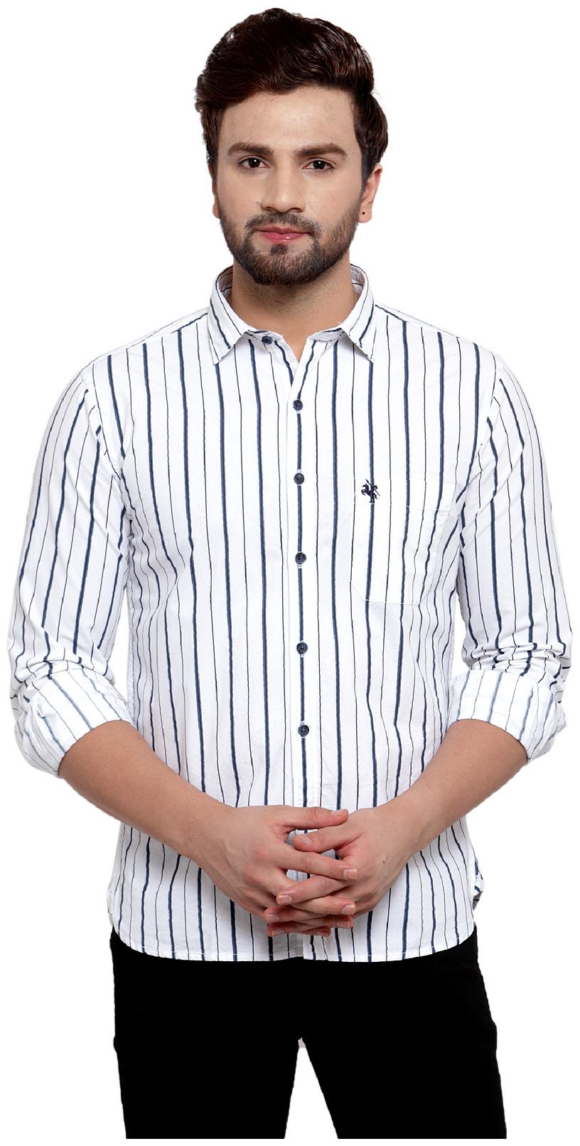 

Cantabil Men White Vertical Stripes Slim Fit Casual Shirt
