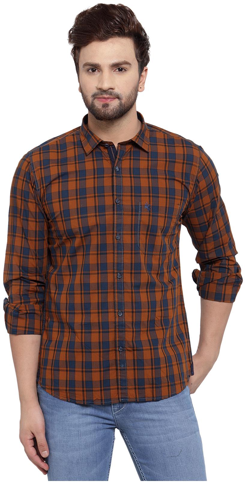 

Cantabil Men Brown Checked Slim Fit Casual Shirt
