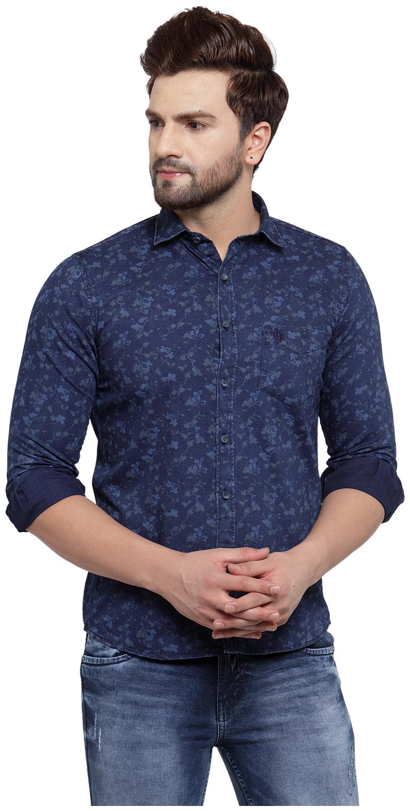 

Cantabil Men Blue Floral Slim Fit Casual Shirt