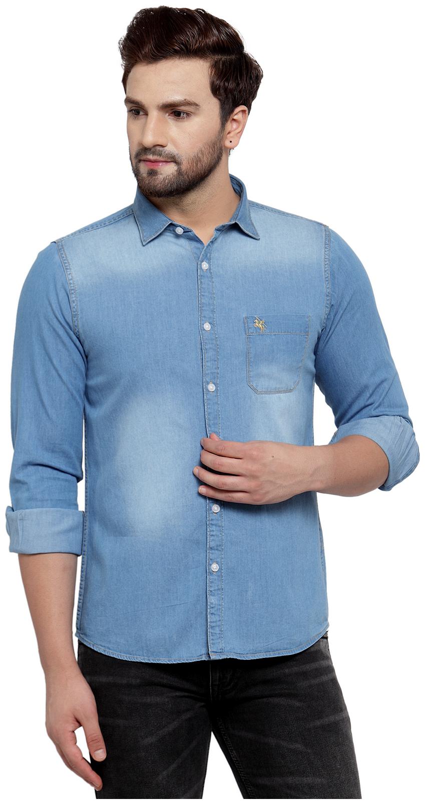 

Cantabil Men Blue Solid Slim Fit Casual Shirt