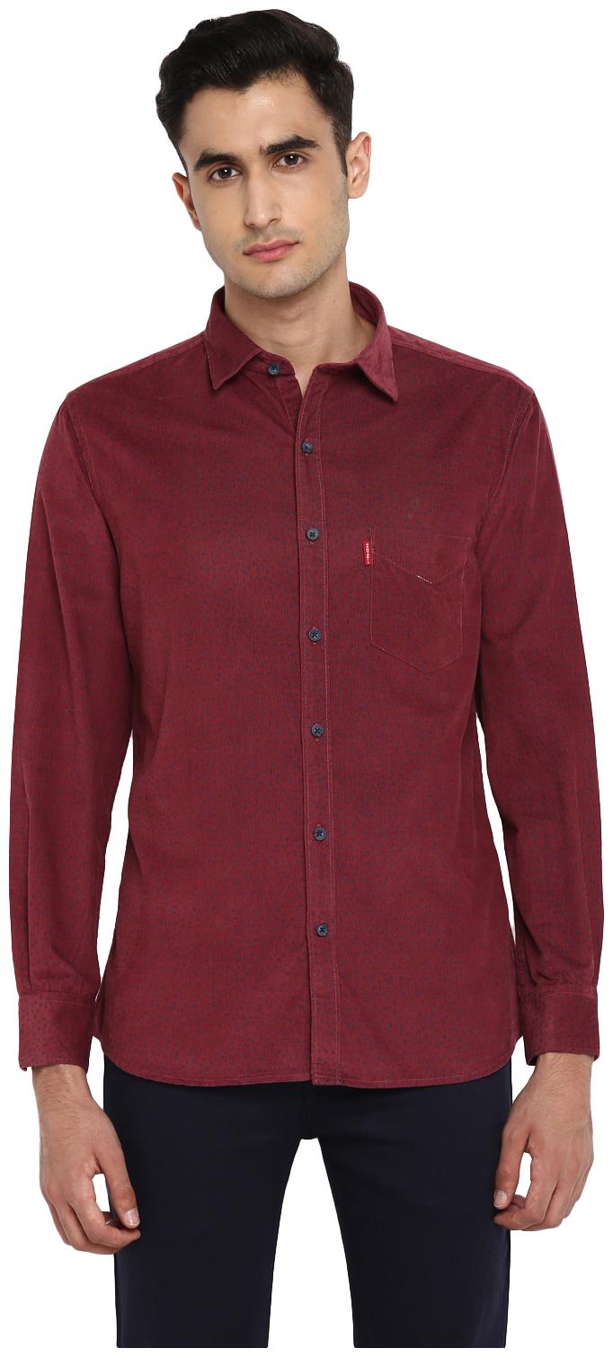 

Cantabil Men Maroon Printed Slim Fit Casual Shirt