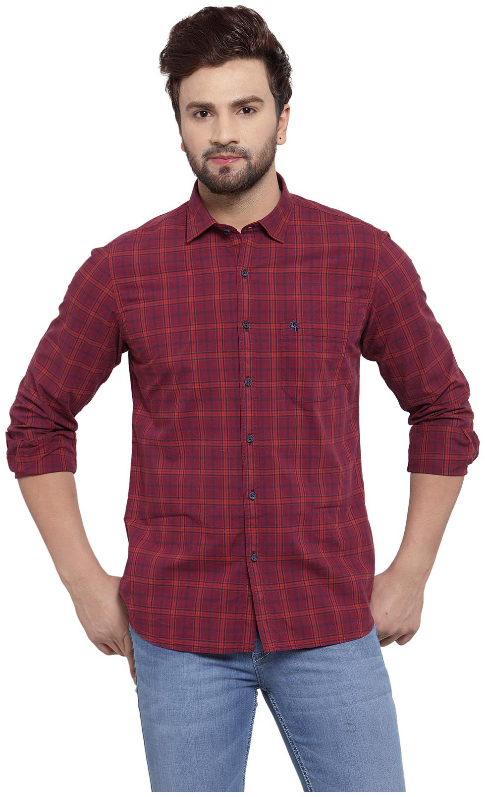

Cantabil Men Maroon Checked Slim Fit Casual Shirt