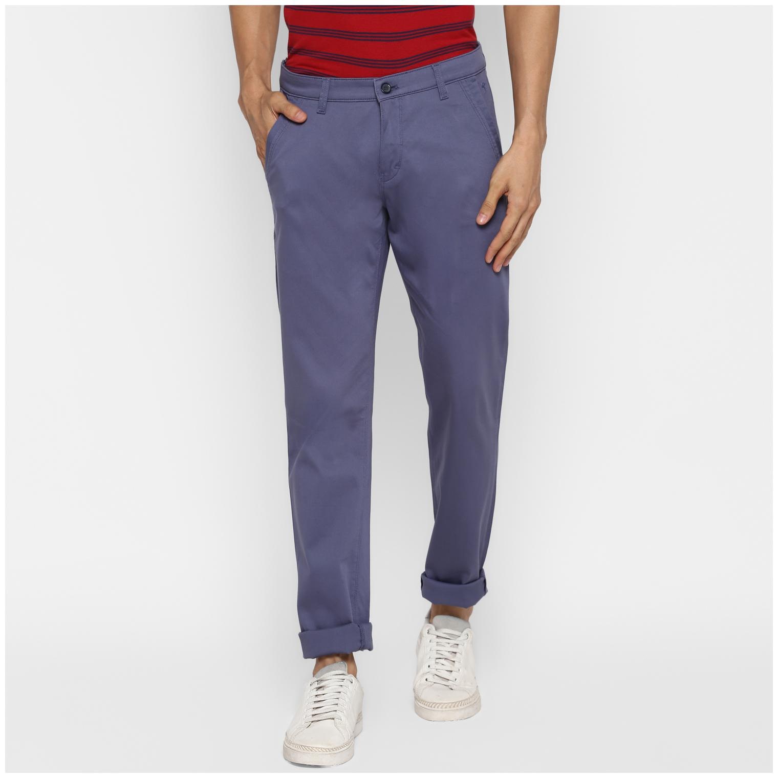 

Cantabil Men Blue Solid Regular fit Regular trousers