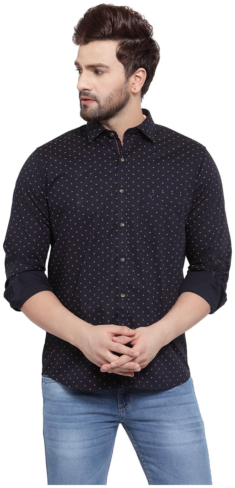 

Cantabil Men Blue Printed Slim Fit Casual Shirt