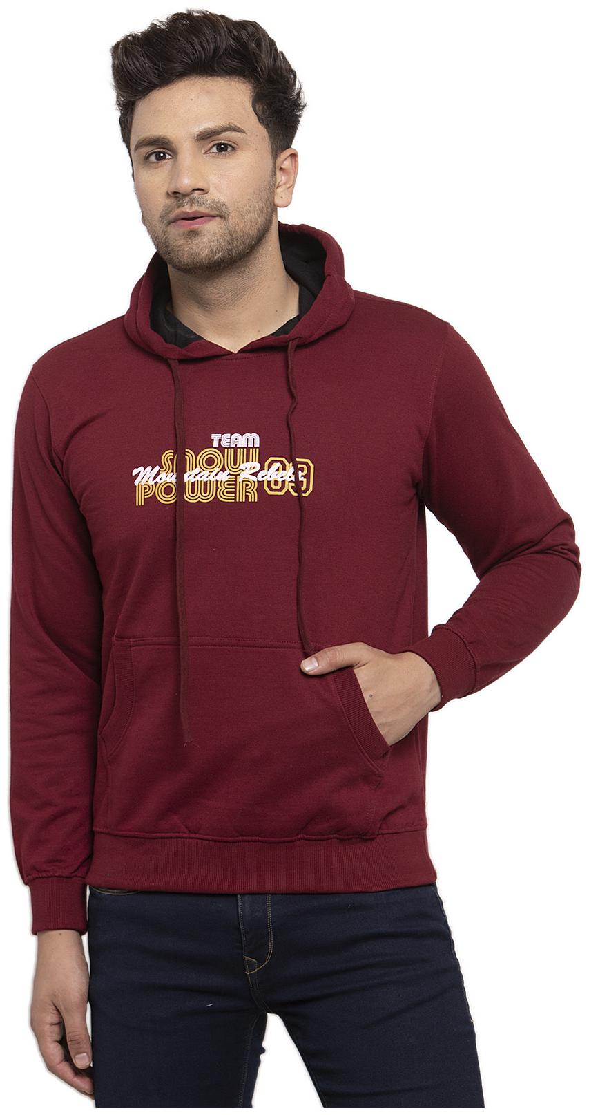 

Cantabil Men Maroon Hooded Sweatshirt