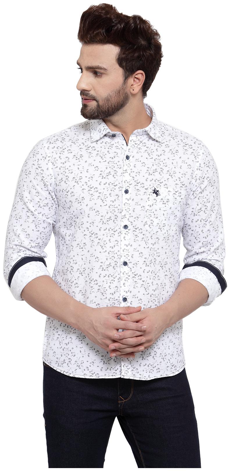 

Cantabil Men White Printed Slim Fit Casual Shirt