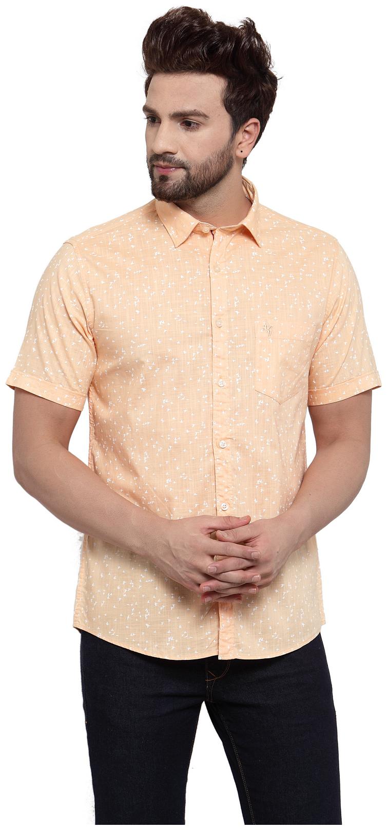 

Cantabil Men Yellow Printed Regular Fit Casual Shirt