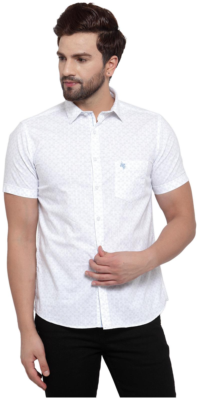 

Cantabil Men White Printed Regular Fit Casual Shirt