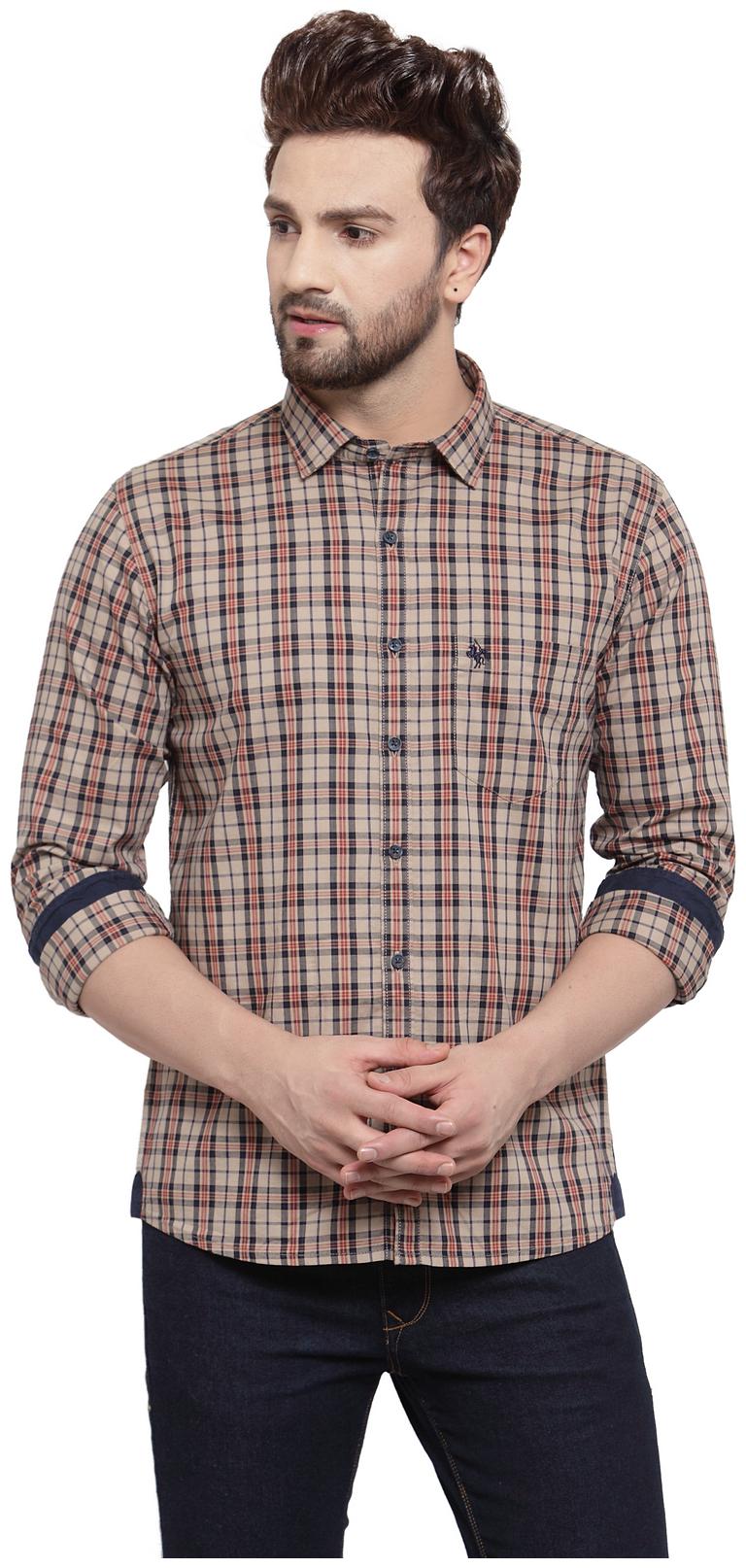 

Cantabil Men Brown Checked Slim Fit Casual Shirt