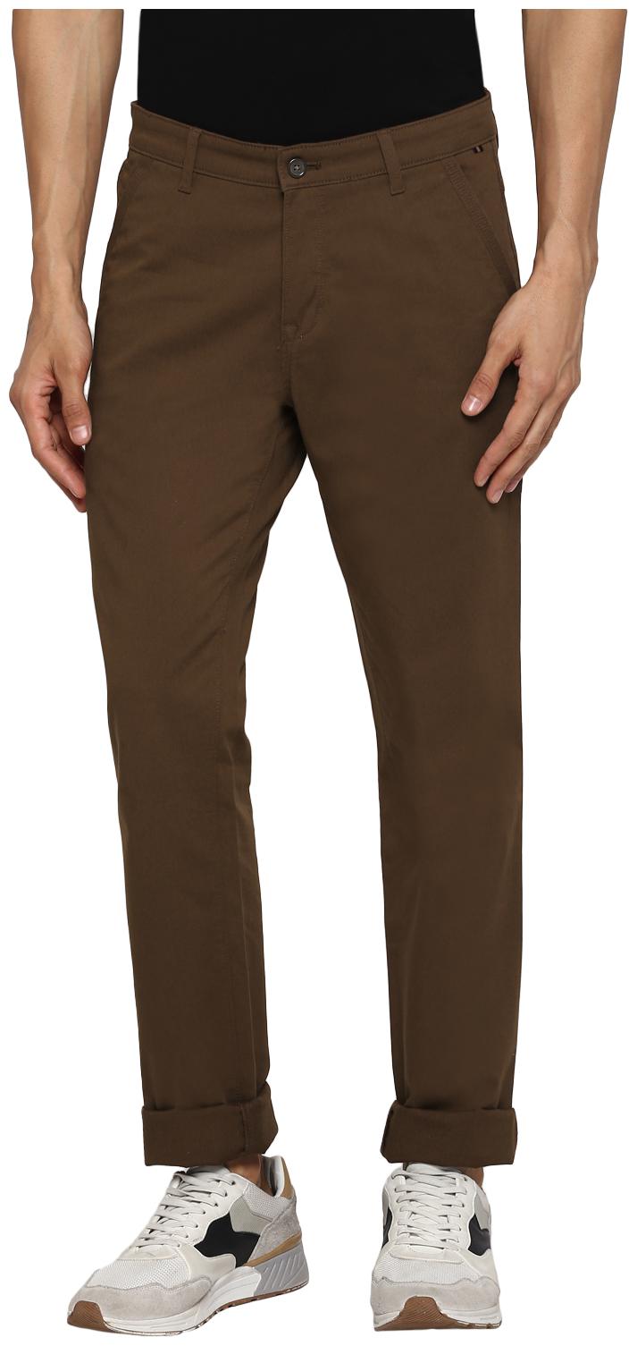 

Cantabil Men Brown Solid Regular fit Regular trousers