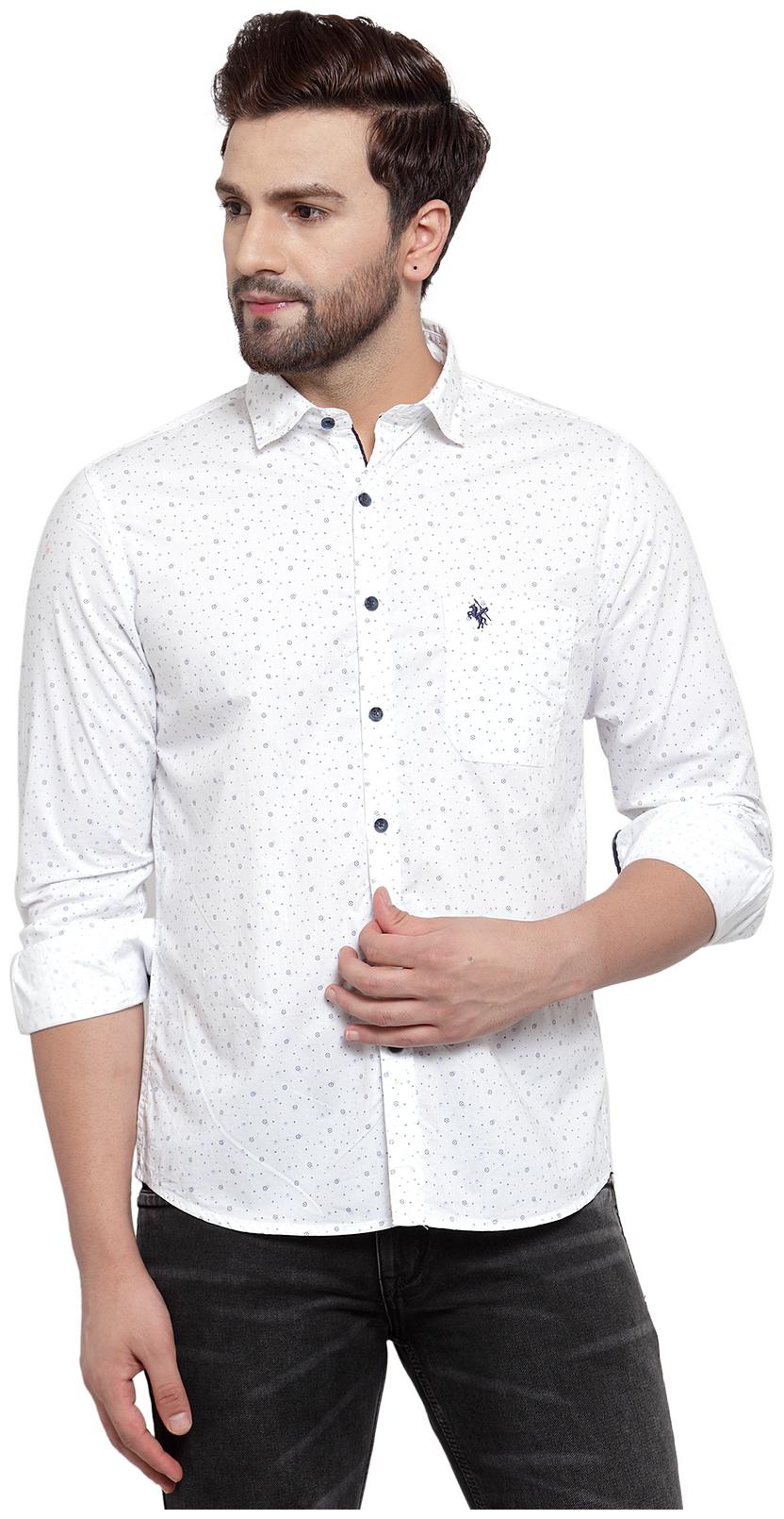 

Cantabil Men White Printed Slim Fit Casual Shirt