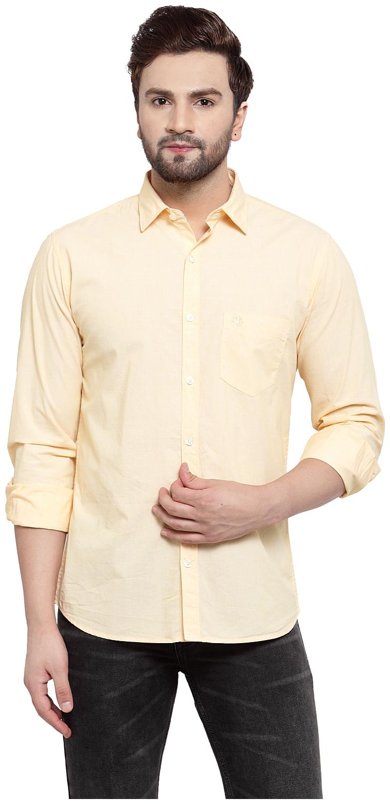 

Cantabil Men Yellow Solid Slim Fit Casual Shirt