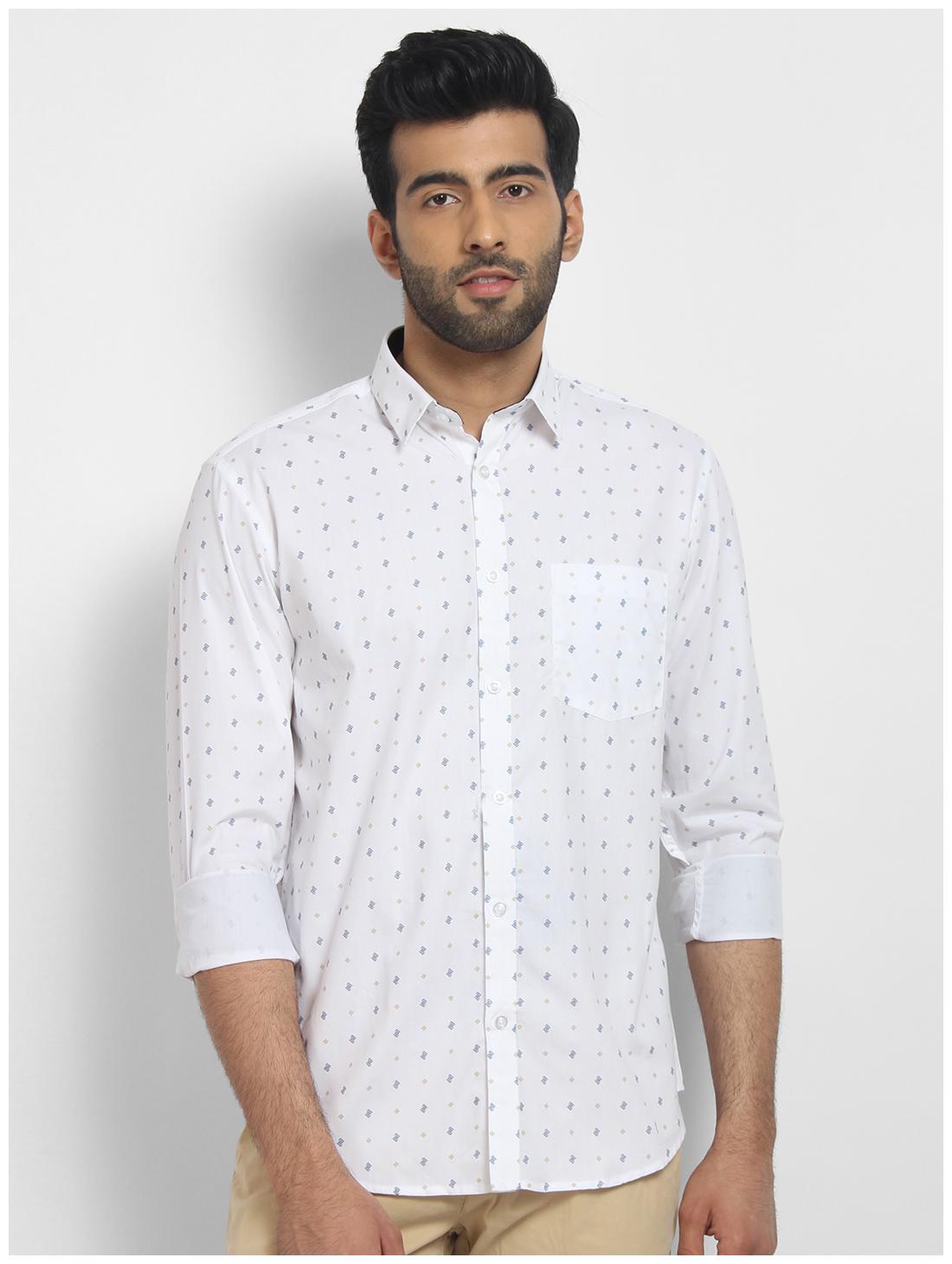 

cape canary Men White Printed Regular Fit Casual Shirt