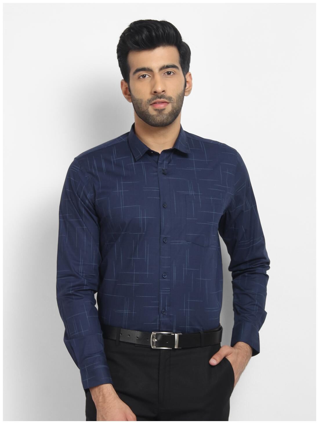 

cape canary Men Blue Printed Regular Fit Casual Shirt