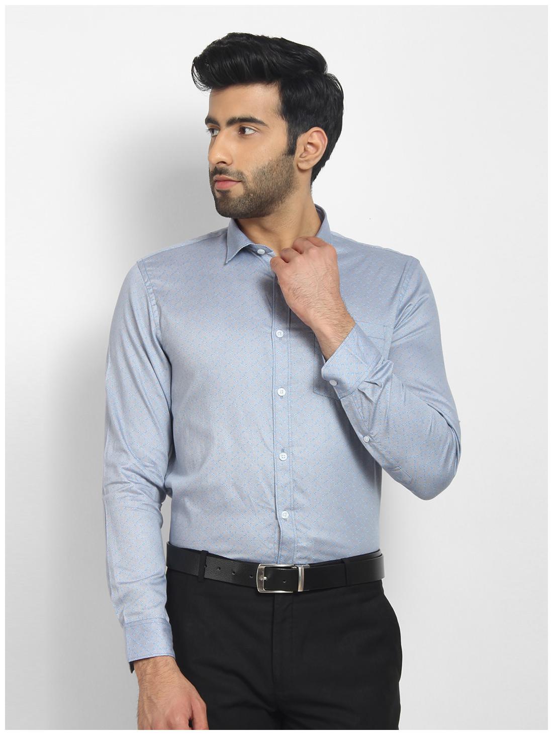 

cape canary Men Blue Printed Regular Fit Casual Shirt