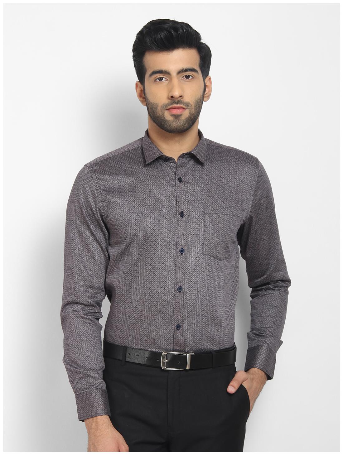 

cape canary Men Grey Weaved Regular Fit Casual Shirt